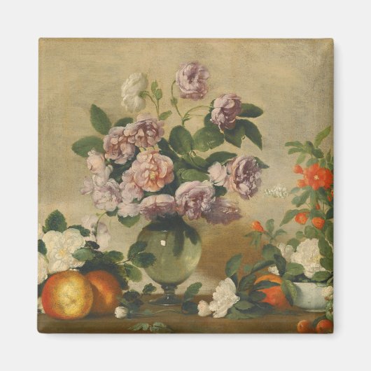 Roze en Witte Pioenbloemen (Pioen Stilleven) Magneet (Voorkant)