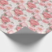 Roze en witte pioenen cadeaupapier (Hoek)