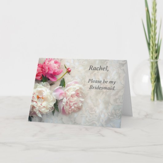 Roze en witte pioenen met kanten achtergrond (Voorkant)