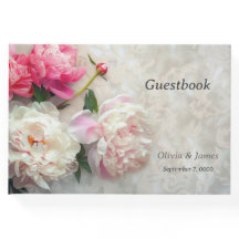 Roze en witte pioenen met kanten achtergrond