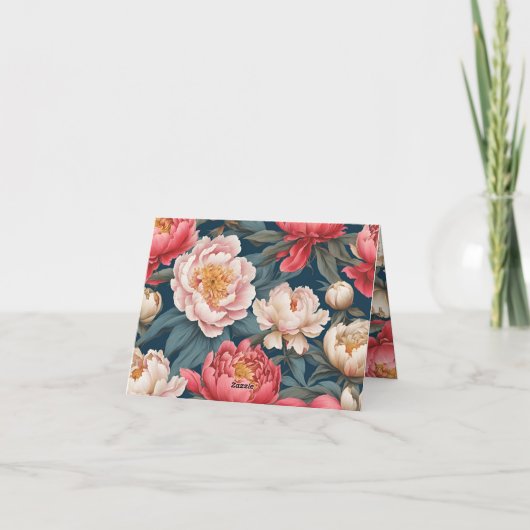 Roze en witte pioenen Oosterse bedankkaarten Bedankkaart (Achterkant)