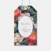 Roze en witte pioenen oosterse bruiloft cadeaulabel (Voorkant)