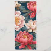 Roze en witte pioenen oosterse bruiloft menu (Achterkant)