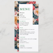 Roze en witte pioenen oosterse bruiloft menu (Voorkant / Achterkant)