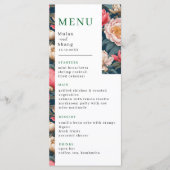 Roze en witte pioenen oosterse bruiloft menu (Voorkant)