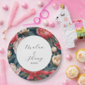 Roze en witte pioenen oosterse bruiloft papieren bordje (Feest)