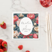 Roze en witte pioenen oosterse bruiloft servet (Insitu)