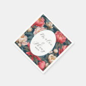 Roze en witte pioenen oosterse bruiloft servet (Hoek)