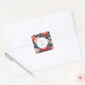 Roze en witte pioenen oosterse bruiloft vierkante sticker (Envelop)