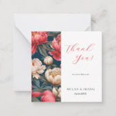 Roze en witte pioenen oosterse dank u notitiekaartje (Voorkant)