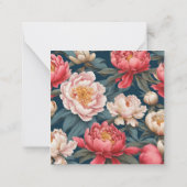 Roze en witte pioenen oosterse dank u notitiekaartje (Achterkant)