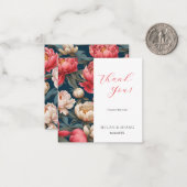 Roze en witte pioenen oosterse dank u notitiekaartje (Voorkant / Achterkant in situ)