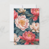 Roze en witte pioenen Oosterse print bruiloft Kaart (Achterkant)