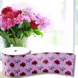 Roze en witte pioenpatroon cadeau lint