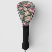 Roze en witte pioenrozen bloemen golfheadcover (Voorkant)