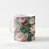 Roze en witte pioenrozen bloemen koffiemok (Voorkant links)
