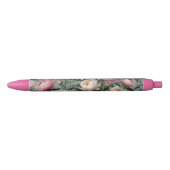 Roze en witte pioenrozen bloemen zwarte inkt pen (Voorkant)