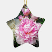 Roze en Witte Pioenrozen Keramisch Ornament (Links)