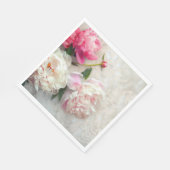 Roze en witte pioenrozen met kanten achtergrond servet (Hoek)