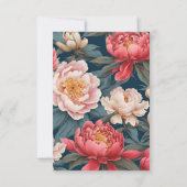 Roze en Witte Pioenrozen Oosterse Bruiloft Kaart (Achterkant)