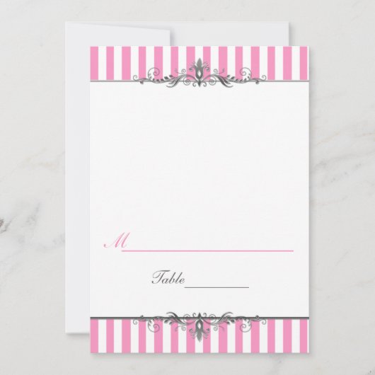 Roze en witte Plaatskaart met stripe tentstijl (Voorkant)
