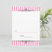 Roze en witte Plaatskaart met stripe tentstijl (Staand voorkant)
