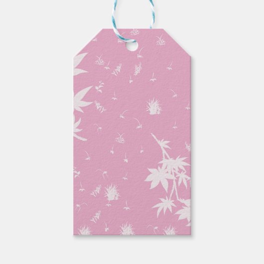 Roze en witte Planten Cadeaulabel (Voorkant)