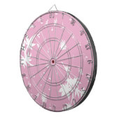 Roze en witte Planten Dartbord (Voorkant Rechts)