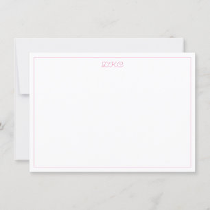 Roze en witte platte uitnodiging