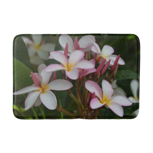 Roze en Witte Plumeria Badmat (Voorkant)