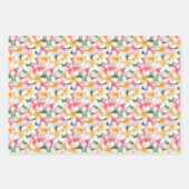 Roze en witte plumeria bloem inpakpapier vel (Voorkant 2)