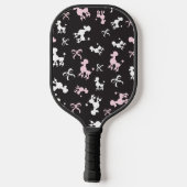 Roze en witte poedels zwarte achtergrond pickleball paddle (Achterkant)