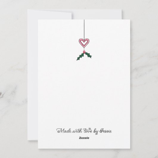 Roze en Witte Poinsettia Kerstkrans Feestdagenkaart (Achterkant)