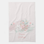 Roze en witte poinsettias theedoek (Verticaal)