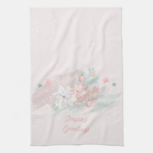 Roze en witte poinsettias theedoek (Verticaal)