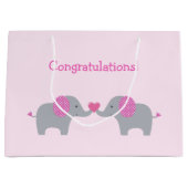 Roze en witte poka Baby shower Groot Cadeauzakje (Voorkant)