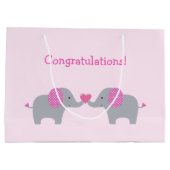 Roze en witte poka Baby shower Groot Cadeauzakje (Achterkant)