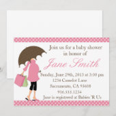 Roze en witte poka Baby shower Uitnodiging (Voorkant / Achterkant)