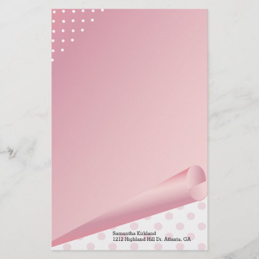 Roze en witte poka Dot Aangepaste schrijfbenodigdh Briefpapier (Voorkant)
