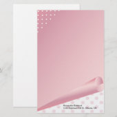 Roze en witte poka Dot Aangepaste schrijfbenodigdh Briefpapier (Voorkant / Achterkant)