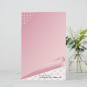 Roze en witte poka Dot Aangepaste schrijfbenodigdh Briefpapier (Staand voorkant)