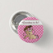 Roze en witte poka Dot | Baby Girl Ronde Button 3,2 Cm (Voorkant /achterkant)