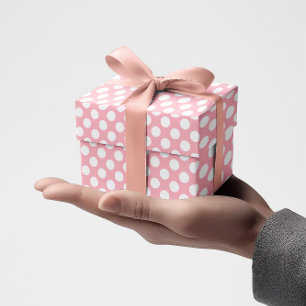 Roze en witte poka Dot Cadeaupapier