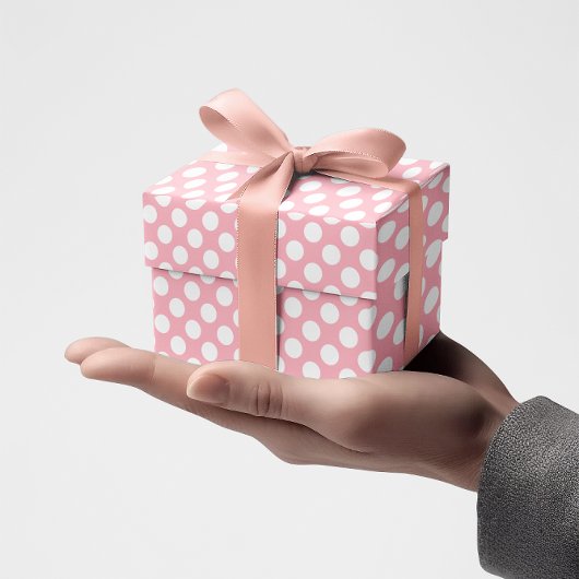 Roze en witte poka Dot Cadeaupapier
