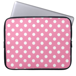 Roze en witte poka Dot Laptop Sleeve