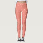 Roze en witte poka Dot Leggings (Voorkant)