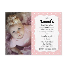 Roze en witte poka Dot Little Girl Birthday