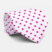 Roze en witte poka Dot Necktie Stropdas (Opgerold)