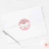 Roze en witte poka Dot w/Bow Birthday Sticker (Envelop)