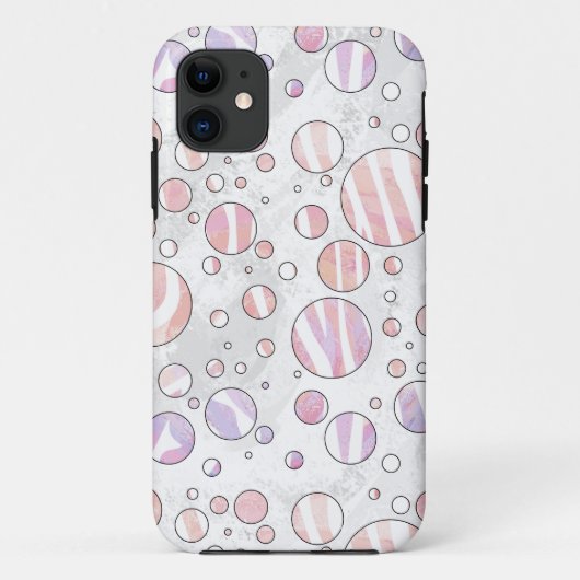 Roze en witte poka Dot Zebra Case-Mate iPhone Case (Achterkant)